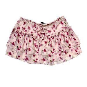 G EDITION - Pink Floral Tiered Mini Skort